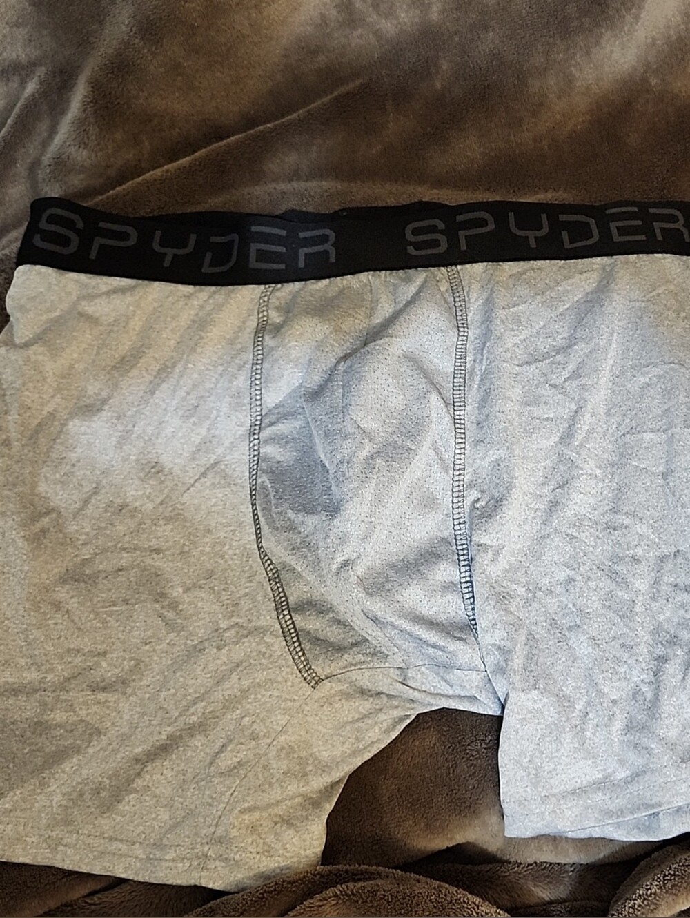 Spyder Men’s Light Gray Performance Boxer Briefs with Black Logo Waistband
